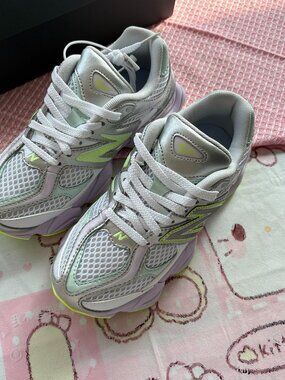 New Balance 9060 Light Purple Fluorescent Green Retro Dad Shoes